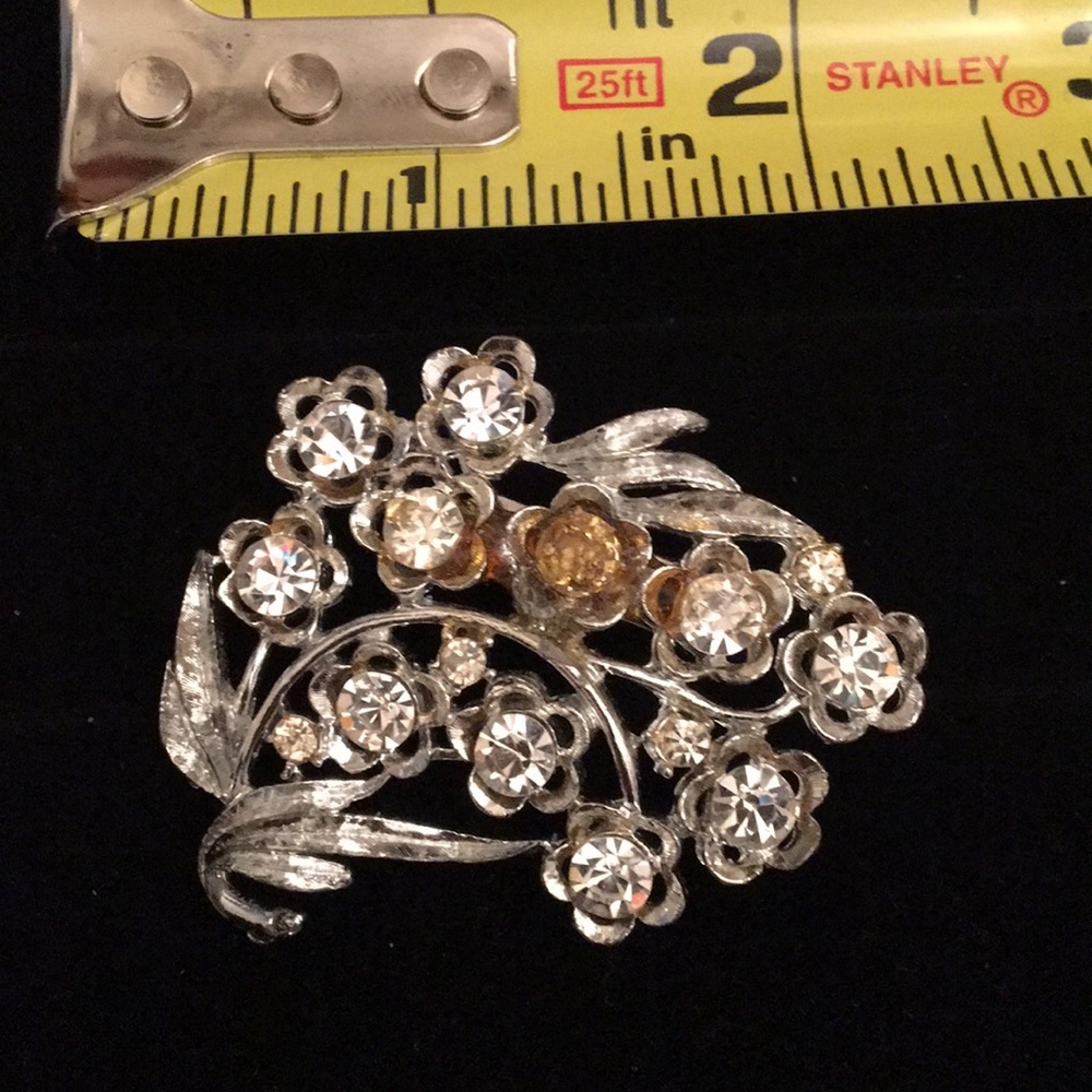 Silver and Rhinestone Pin - Picture 4 of 5
